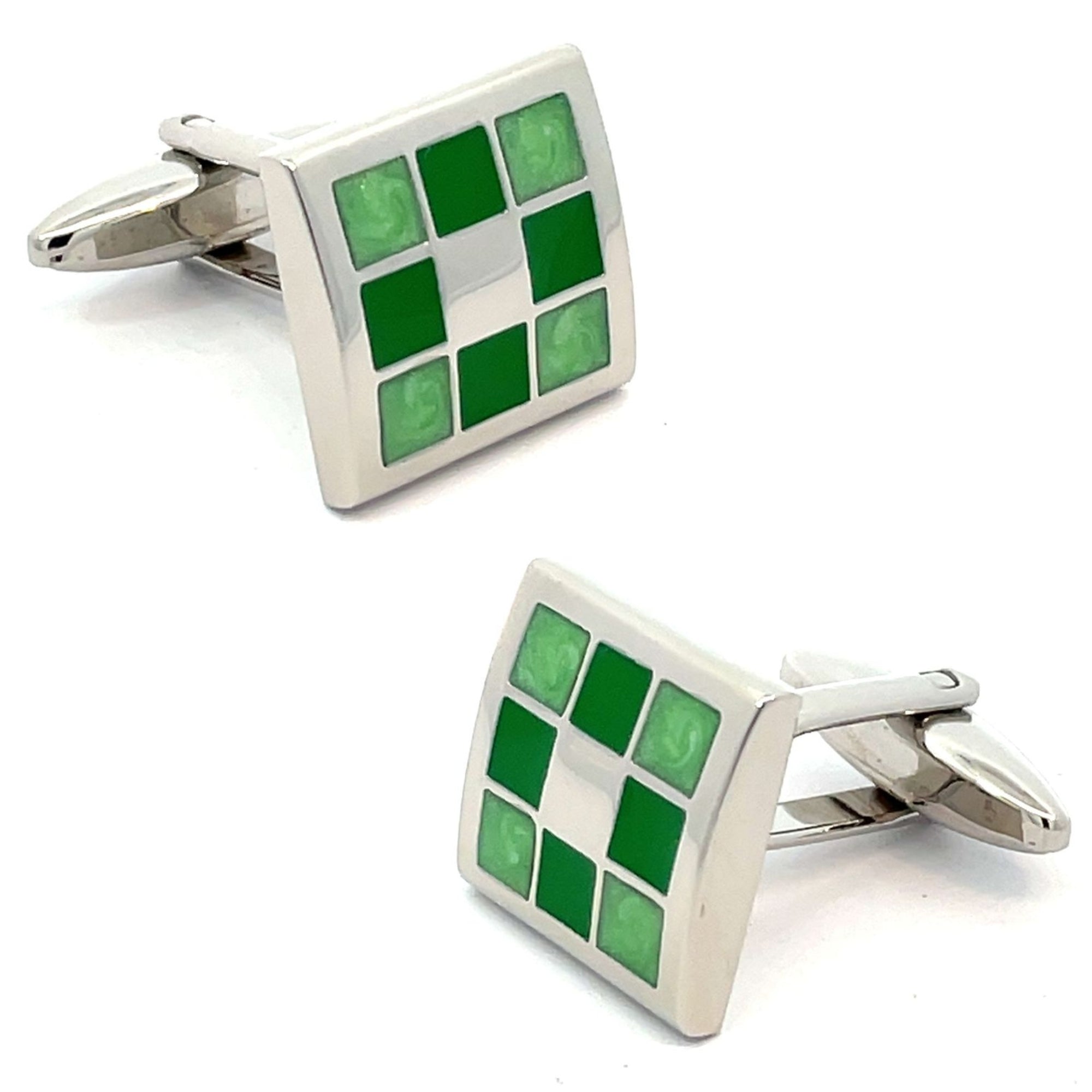 Nine Panel Green Cufflinks