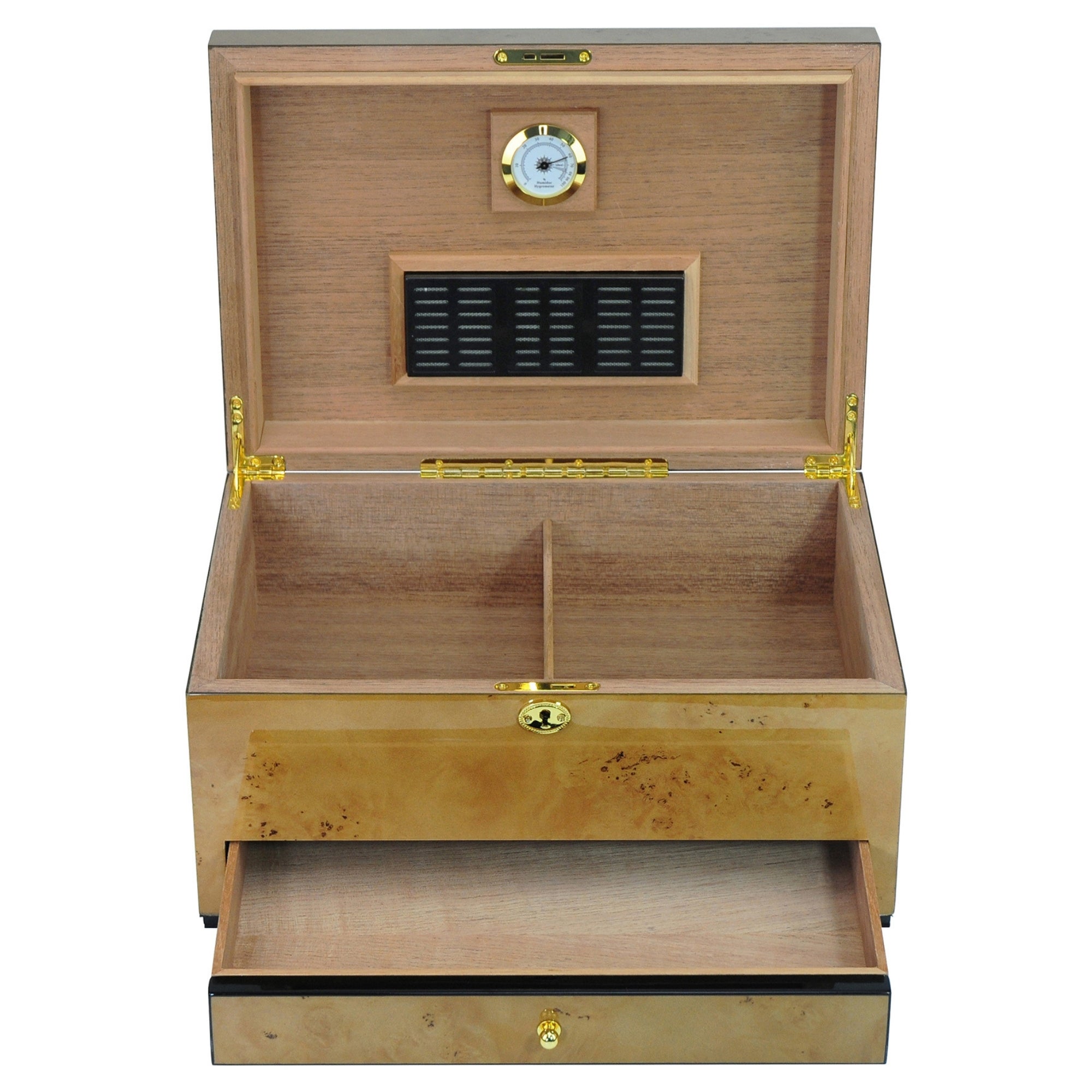 100 CT World Map Burl Cigar Humidor Spanish Cedar Box for Cigars