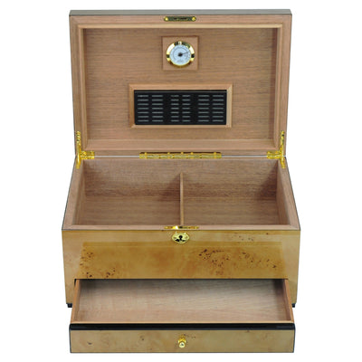 100 CT World Map Burl Cigar Humidor Spanish Cedar Box for Cigars