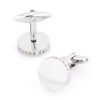 Grooms Father Laser Etched Round Engravable Wedding Cufflinks