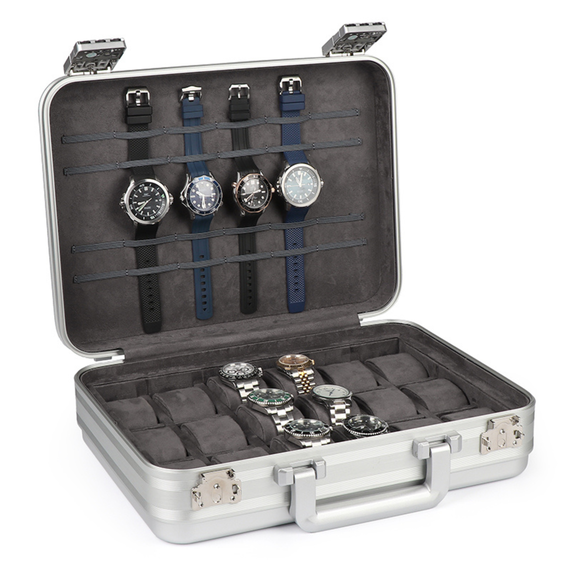 18 Slot Aluminium Watch Travel Case with Lock