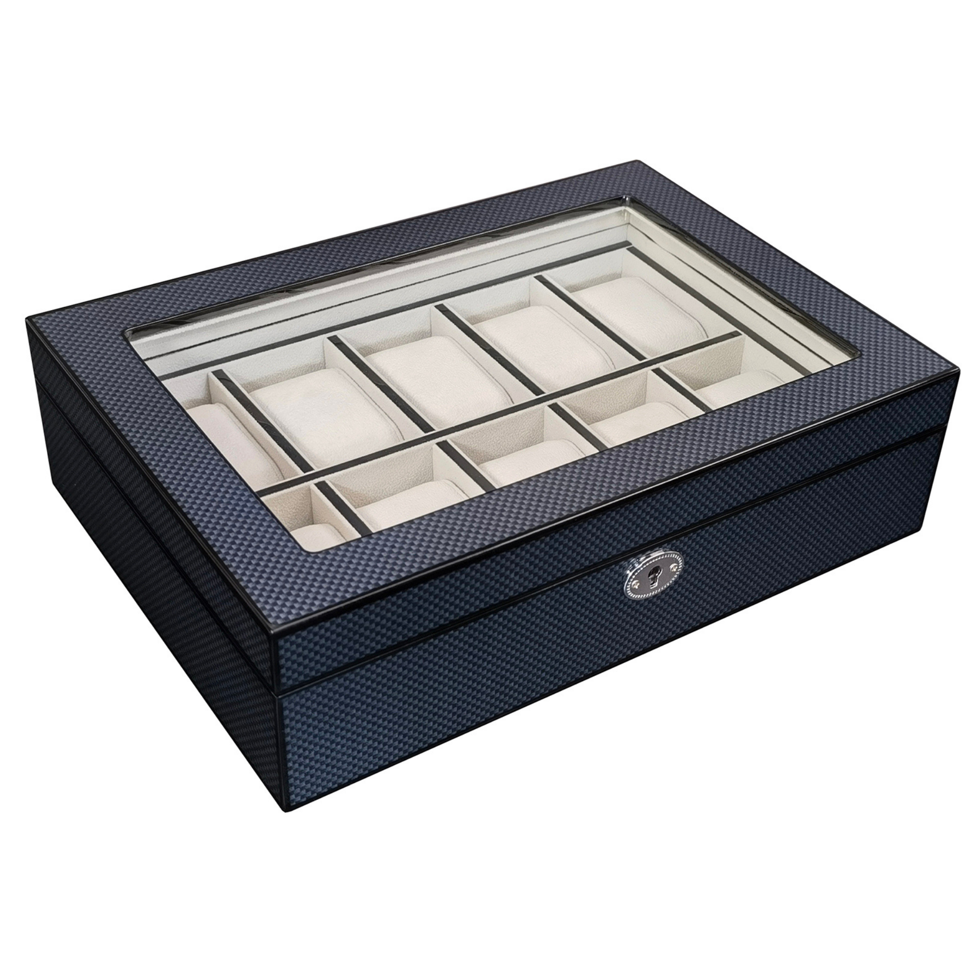 Carbon Fibre Wooden Watch Box for 10 Watches