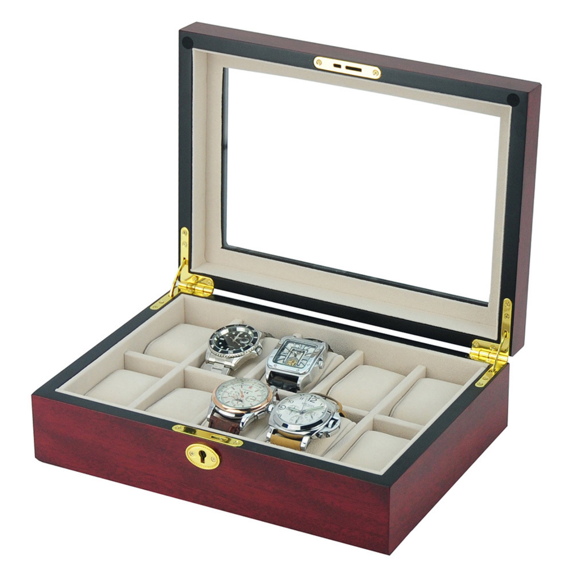 Cherry Wooden Watch Box for 10 Watches