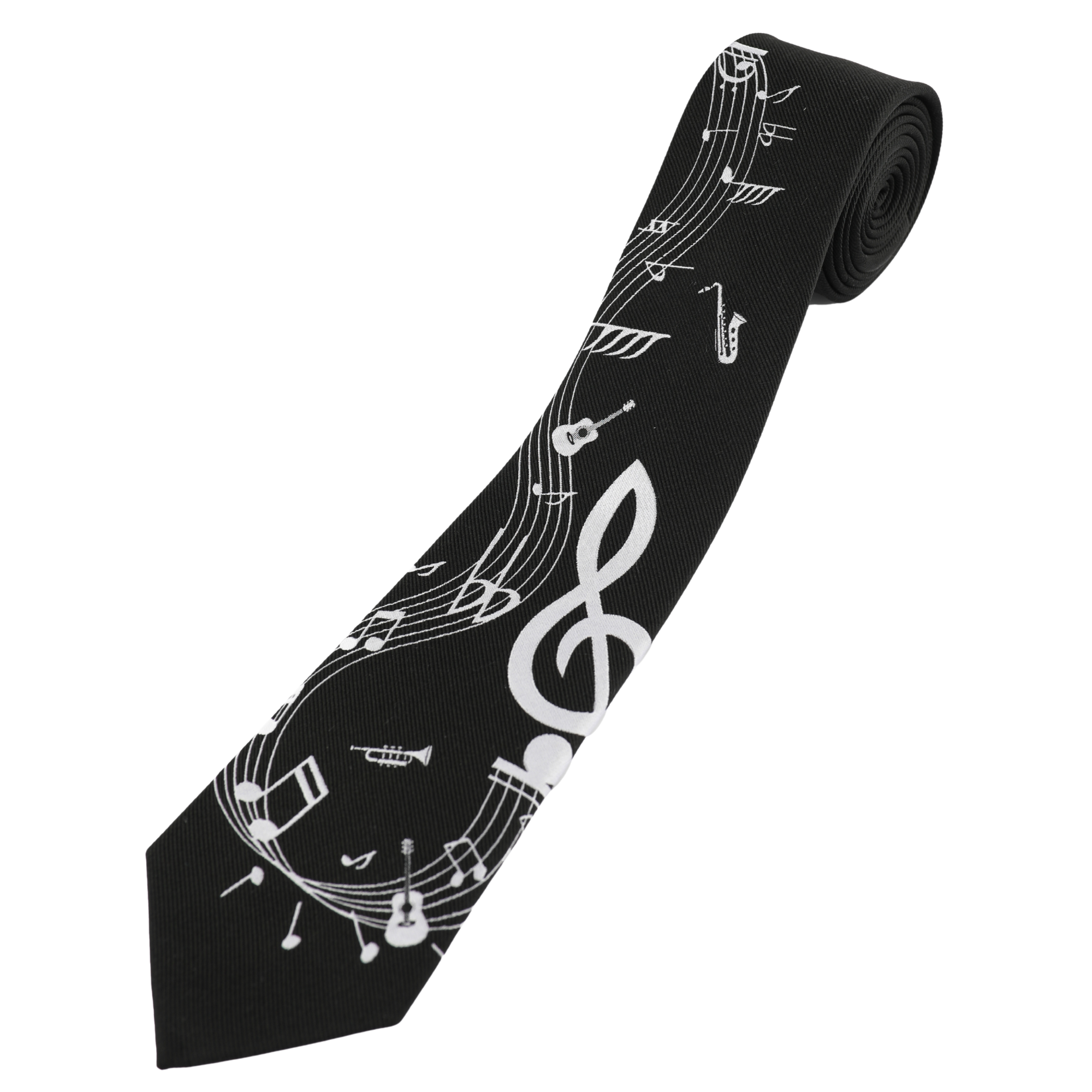 Music Notes Tie Black