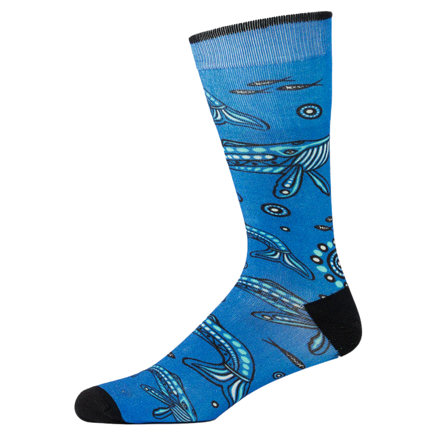 Mens Native Australian Whale Bamboo Socks