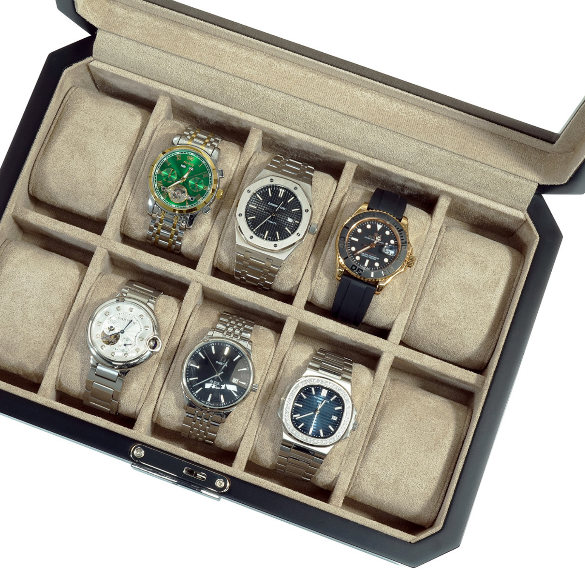 10 Slots Octagon Walnut Wooden Watch Box