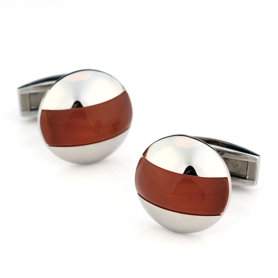 Elliptical Burnt Orange Cat Eye Cufflinks
