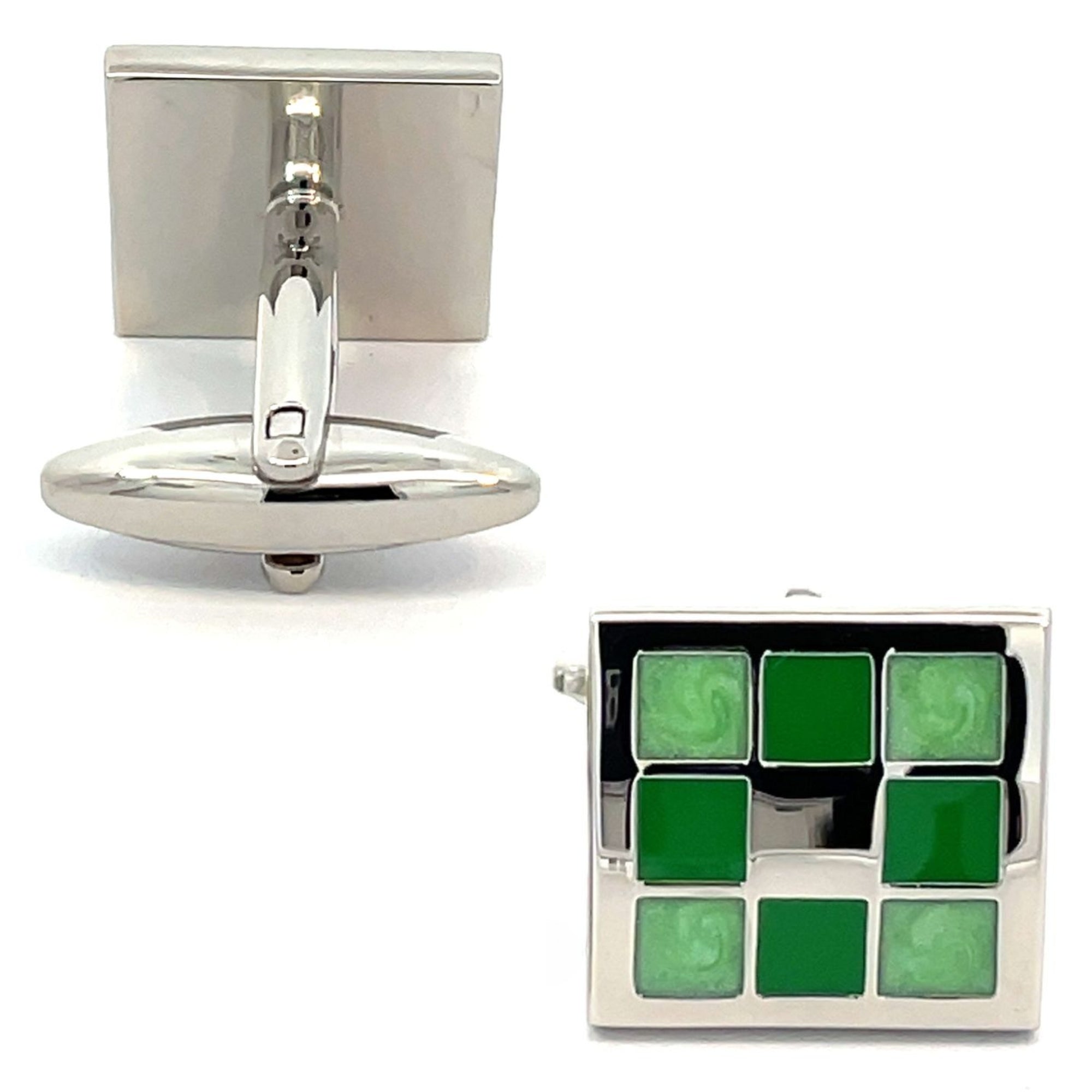 Nine Panel Green Cufflinks