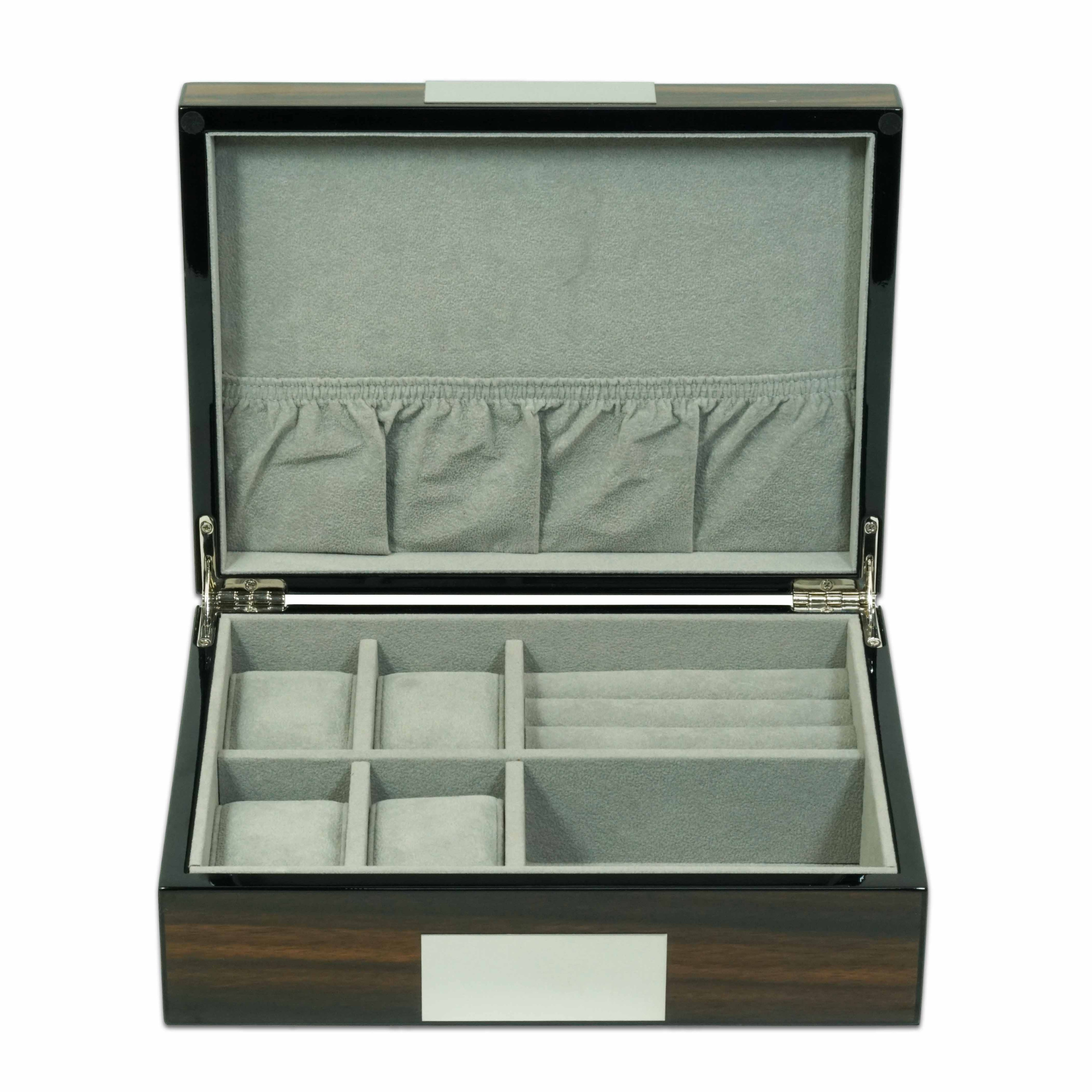 Ebony Wooden Cufflink Watch Box