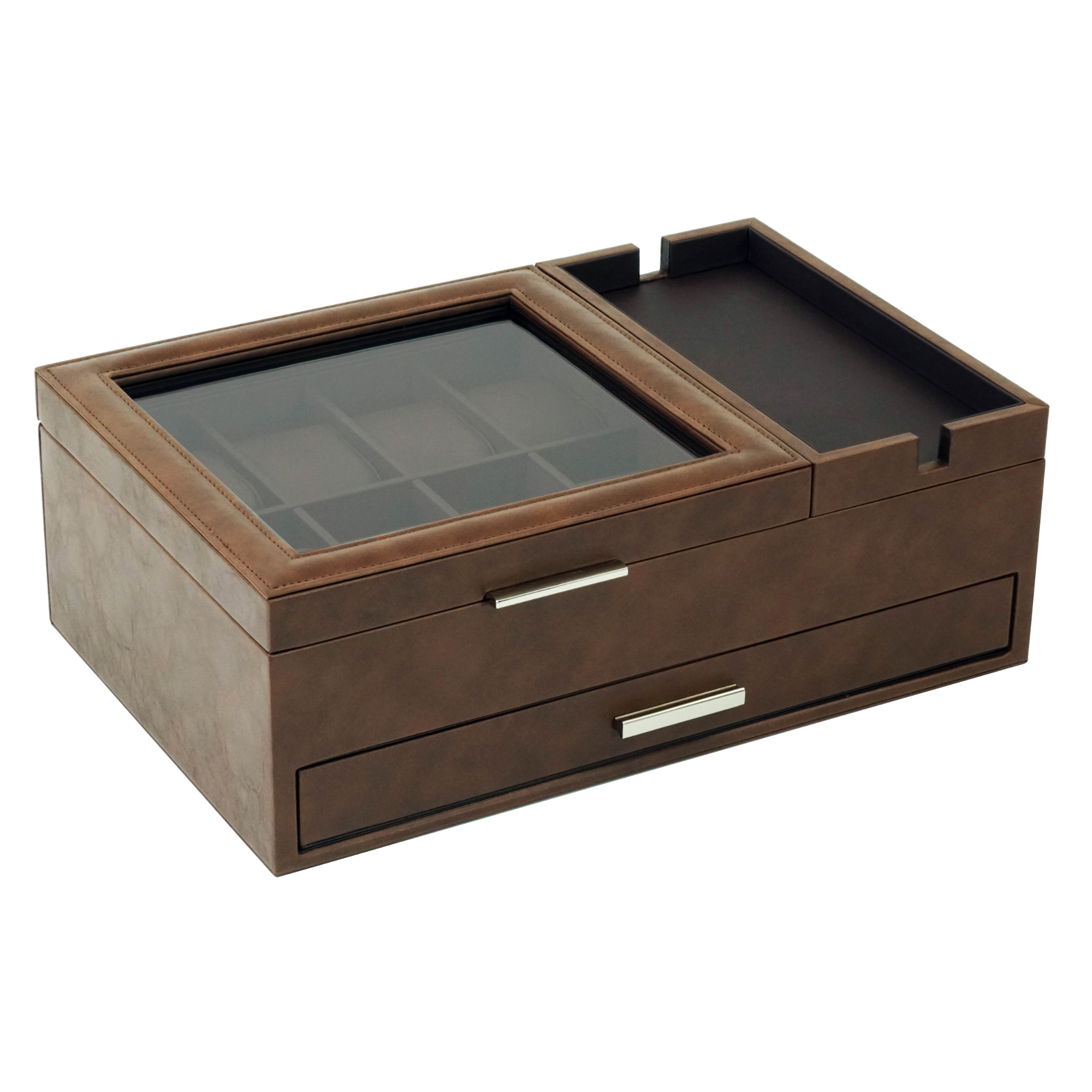 8 Slots Watch Box with Drawer in Brown