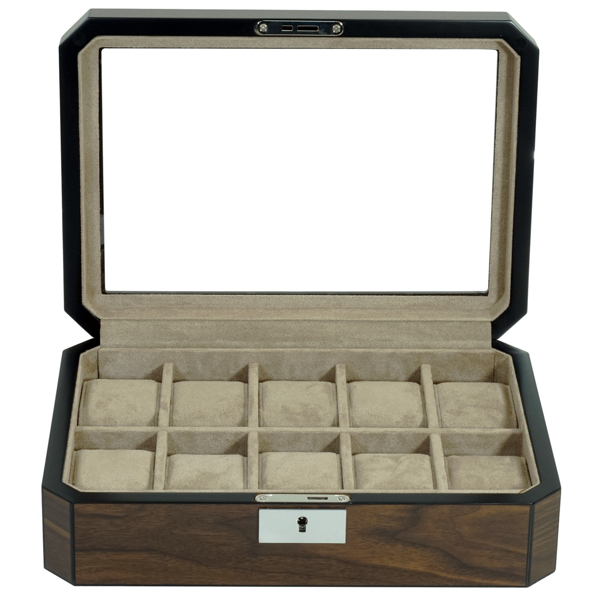 10 Slots Octagon Walnut Wooden Watch Box