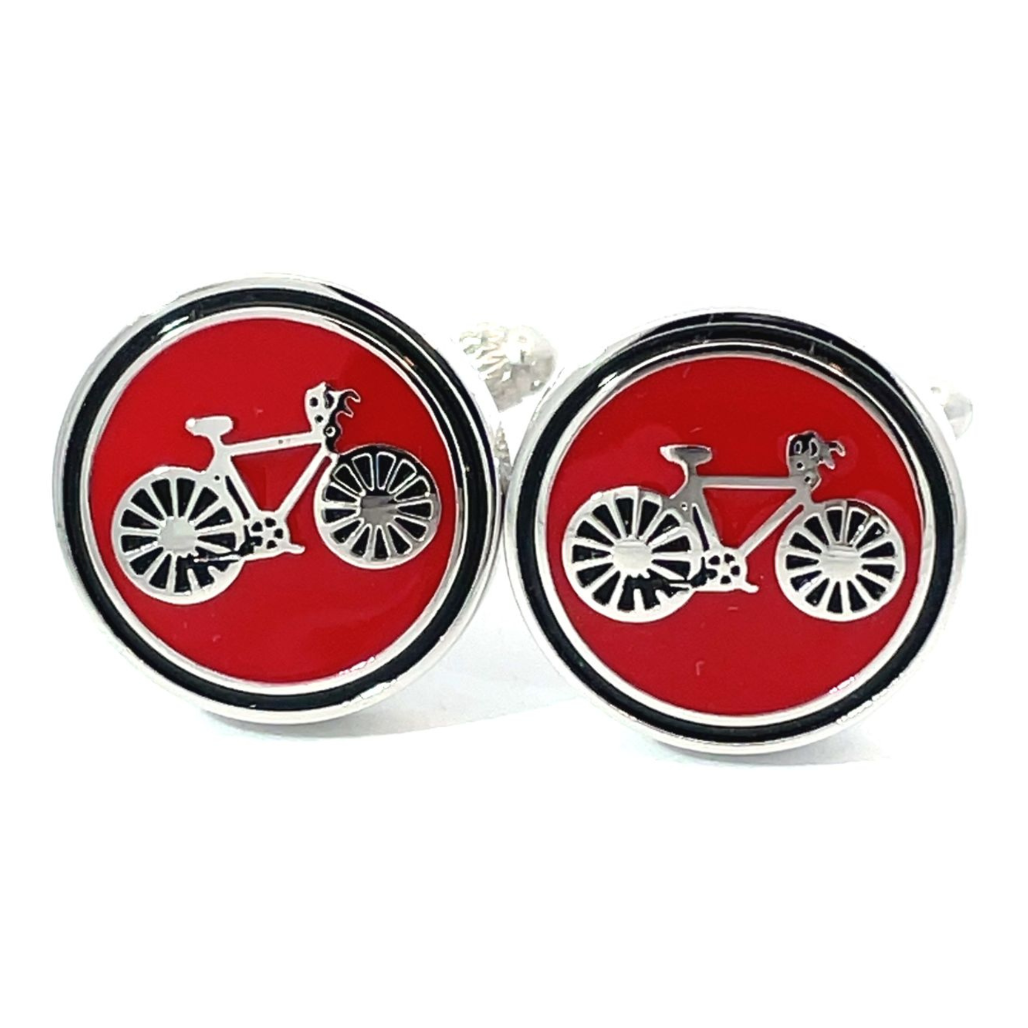 Round Bicycle Red Cufflinks