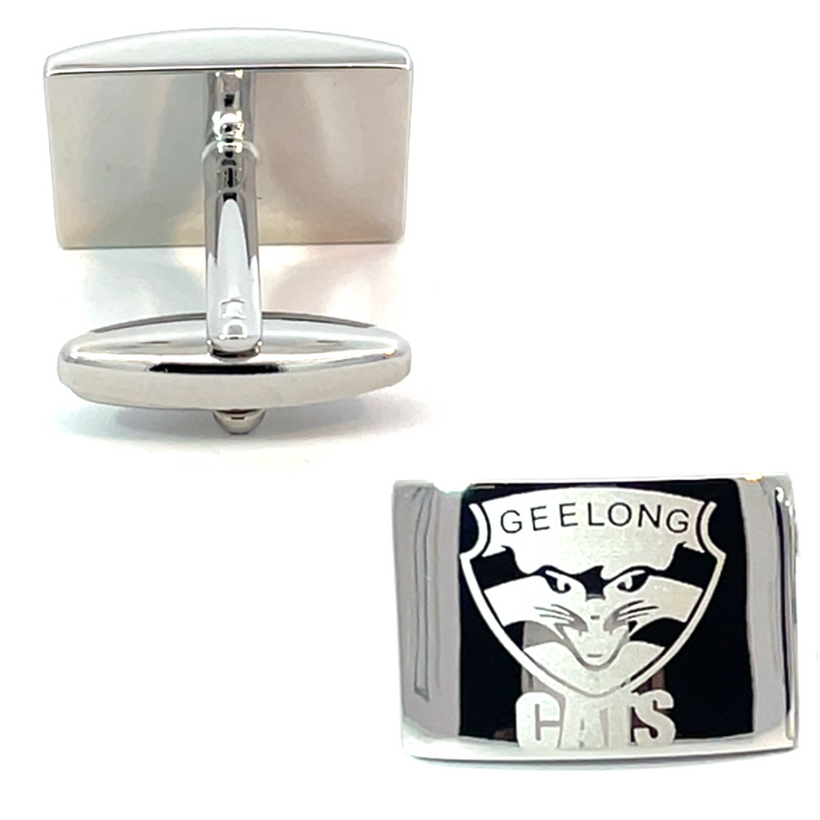 Silver Geelong Cats AFL Cufflinks