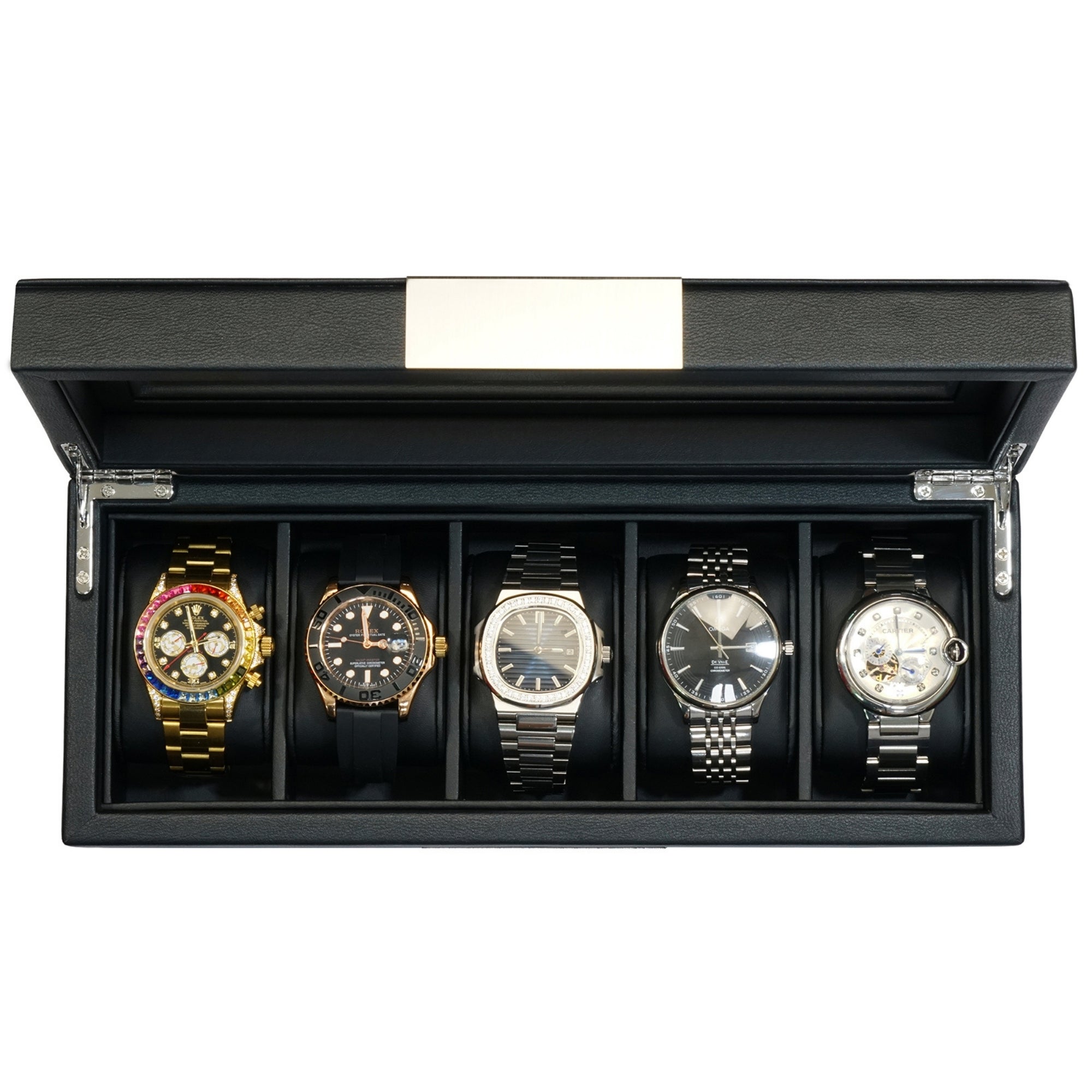 5 Slots Leather Watch Box