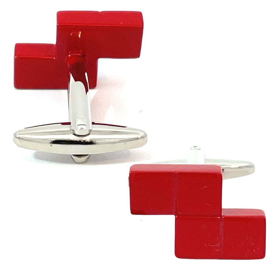 Retro Computer Blocks Red Cufflinks