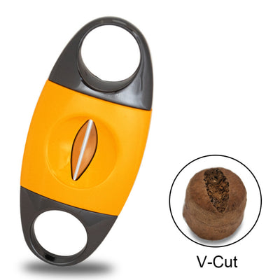 Yellow and Gunmetal V-Cut Cigar Cutter
