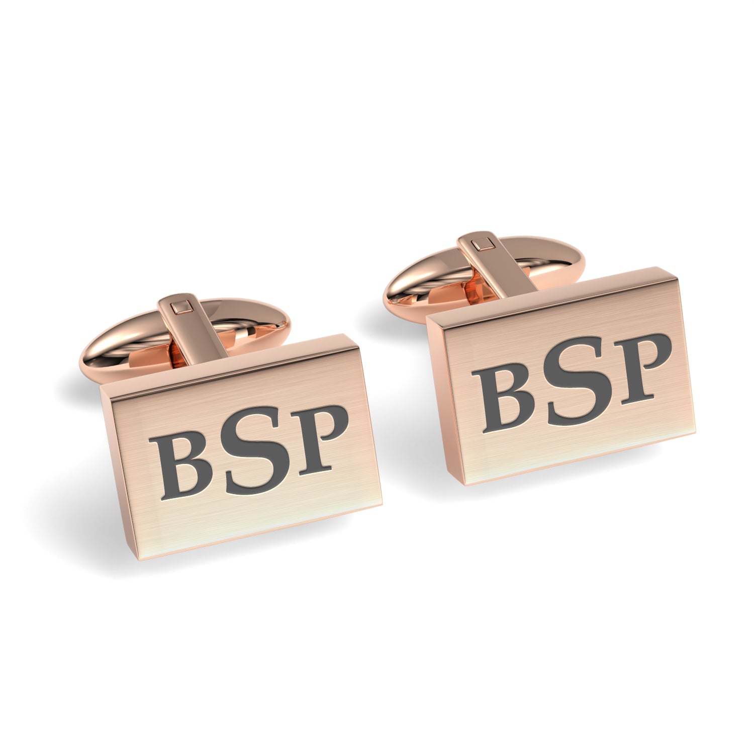 Engraved Monogram Initials Rectangle Cufflinks
