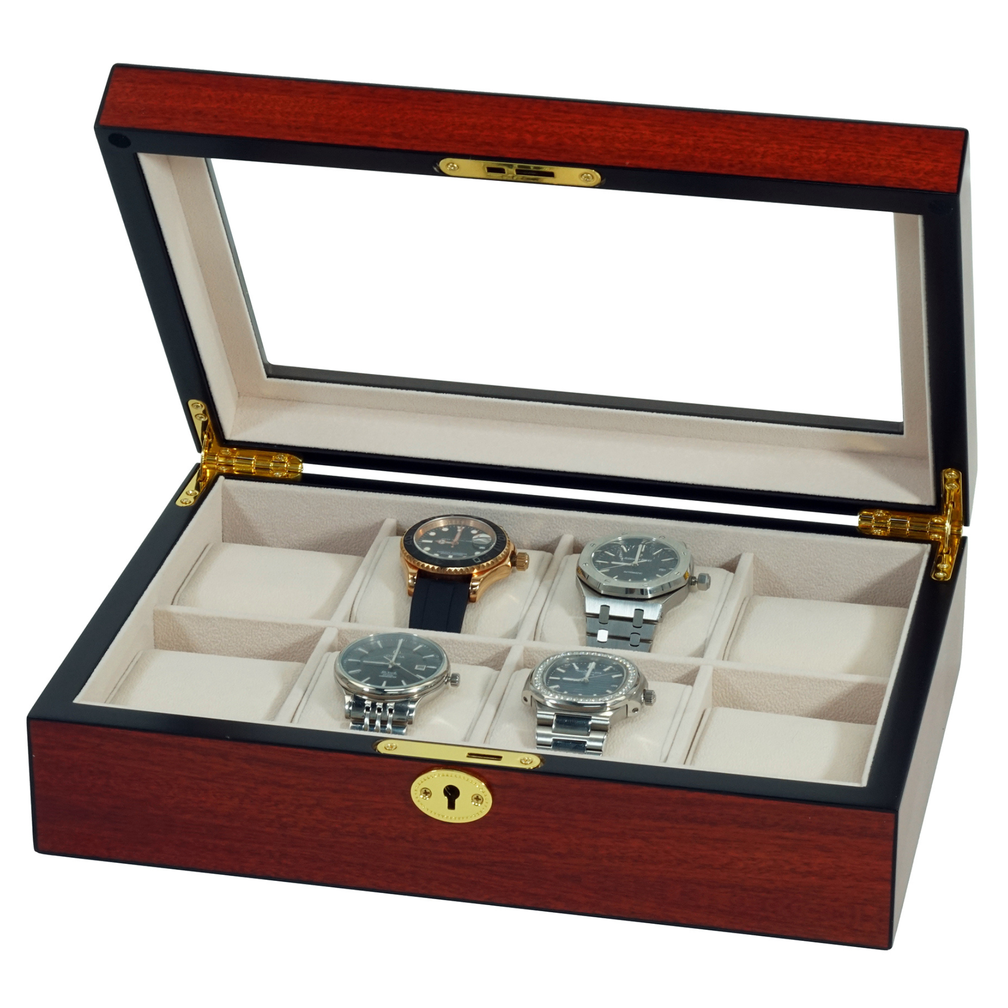 Cherry Wooden Watch Box for 8 Watches