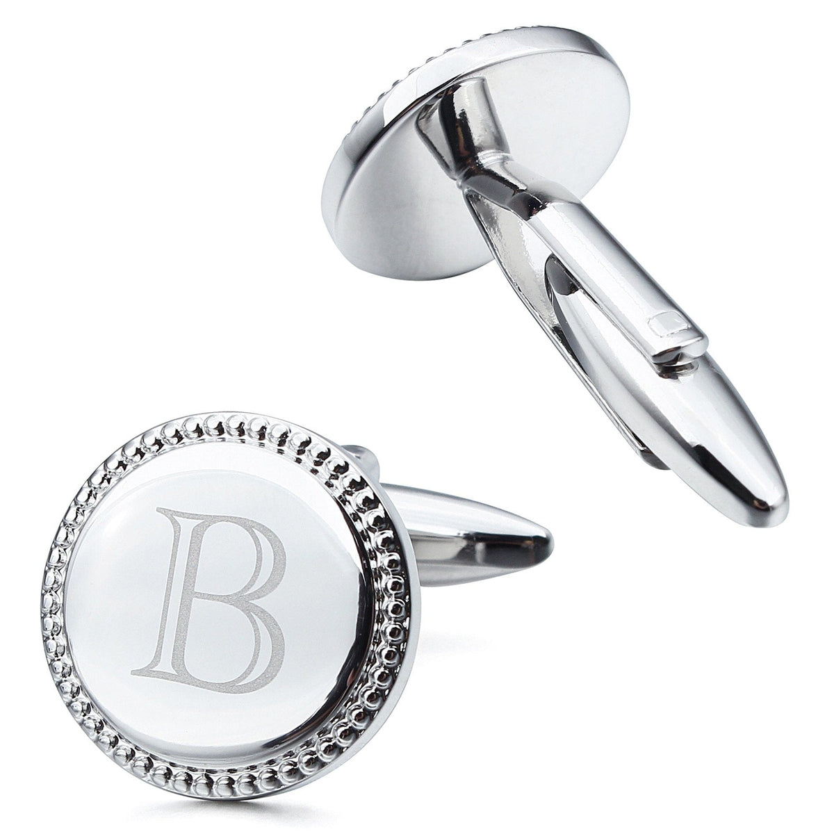 Personalised Silver Initial Round Cufflinks