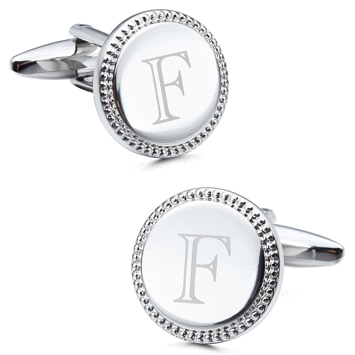 Personalised Silver Initial Round Cufflinks