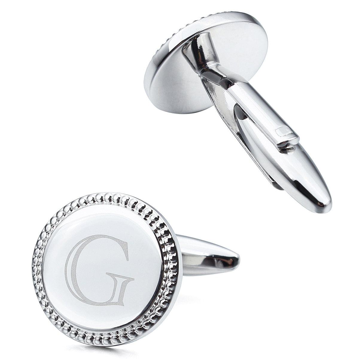 Personalised Silver Initial Round Cufflinks