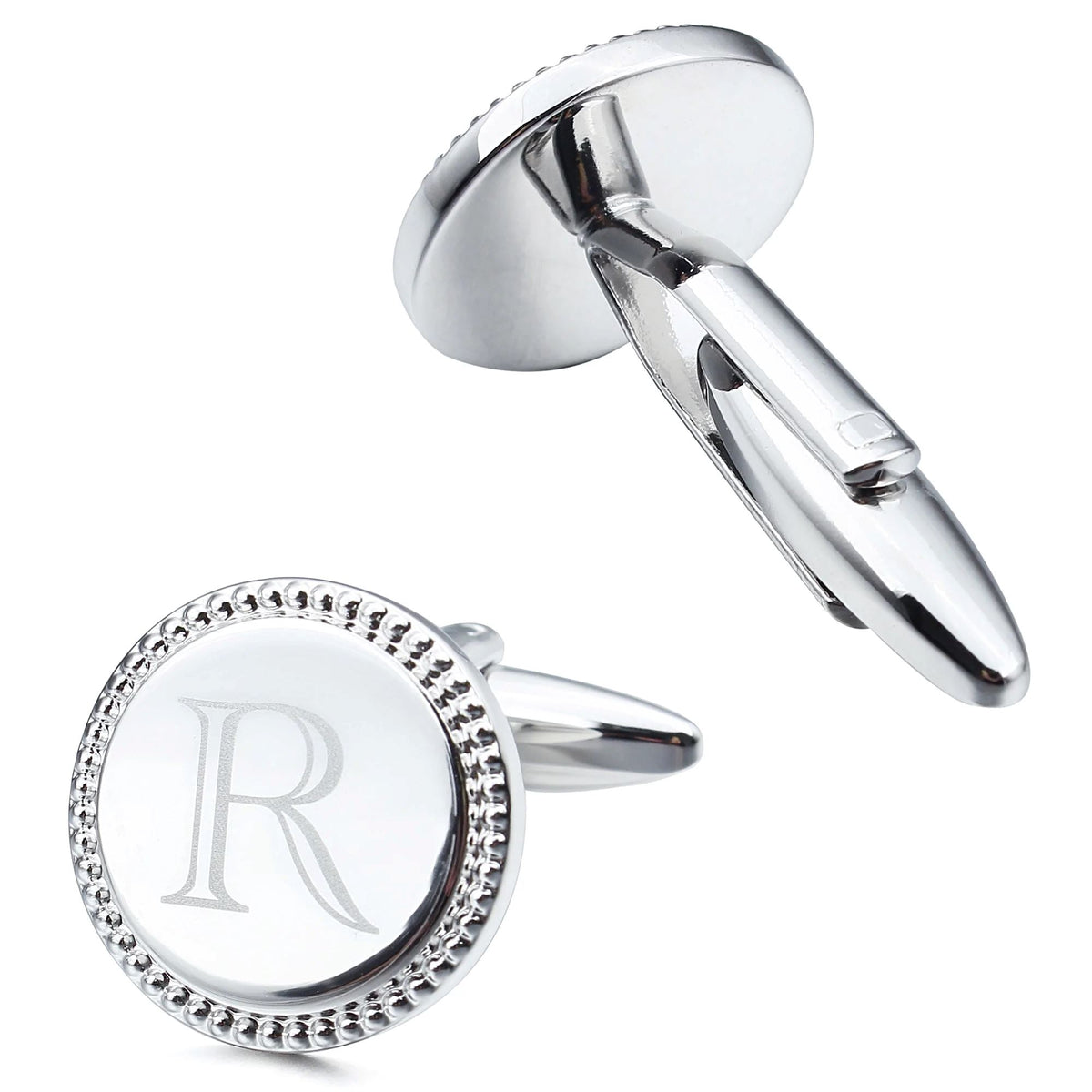 Personalised Silver Initial Round Cufflinks