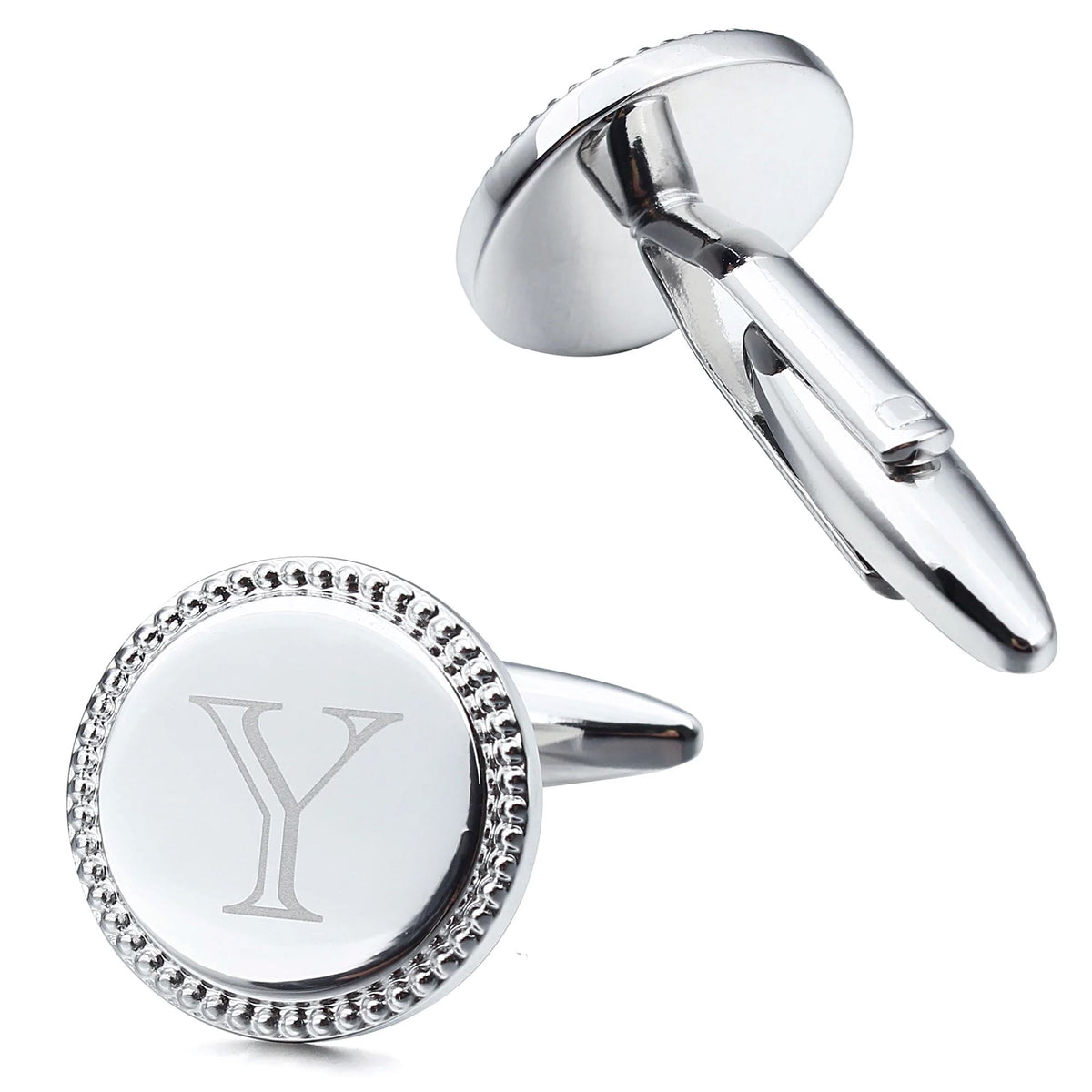 Personalised Silver Initial Round Cufflinks