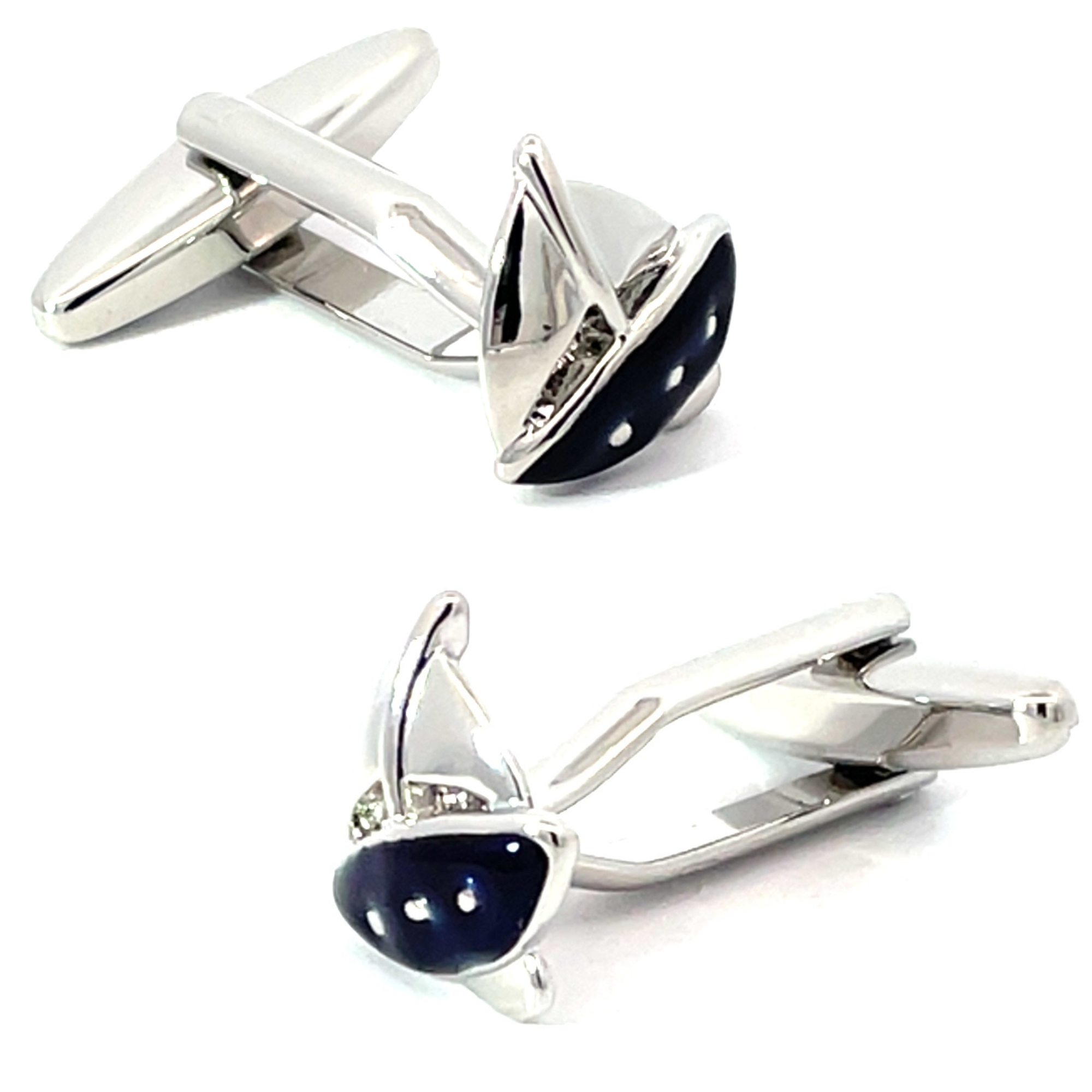 Small Dark Blue Sailboat Cufflinks