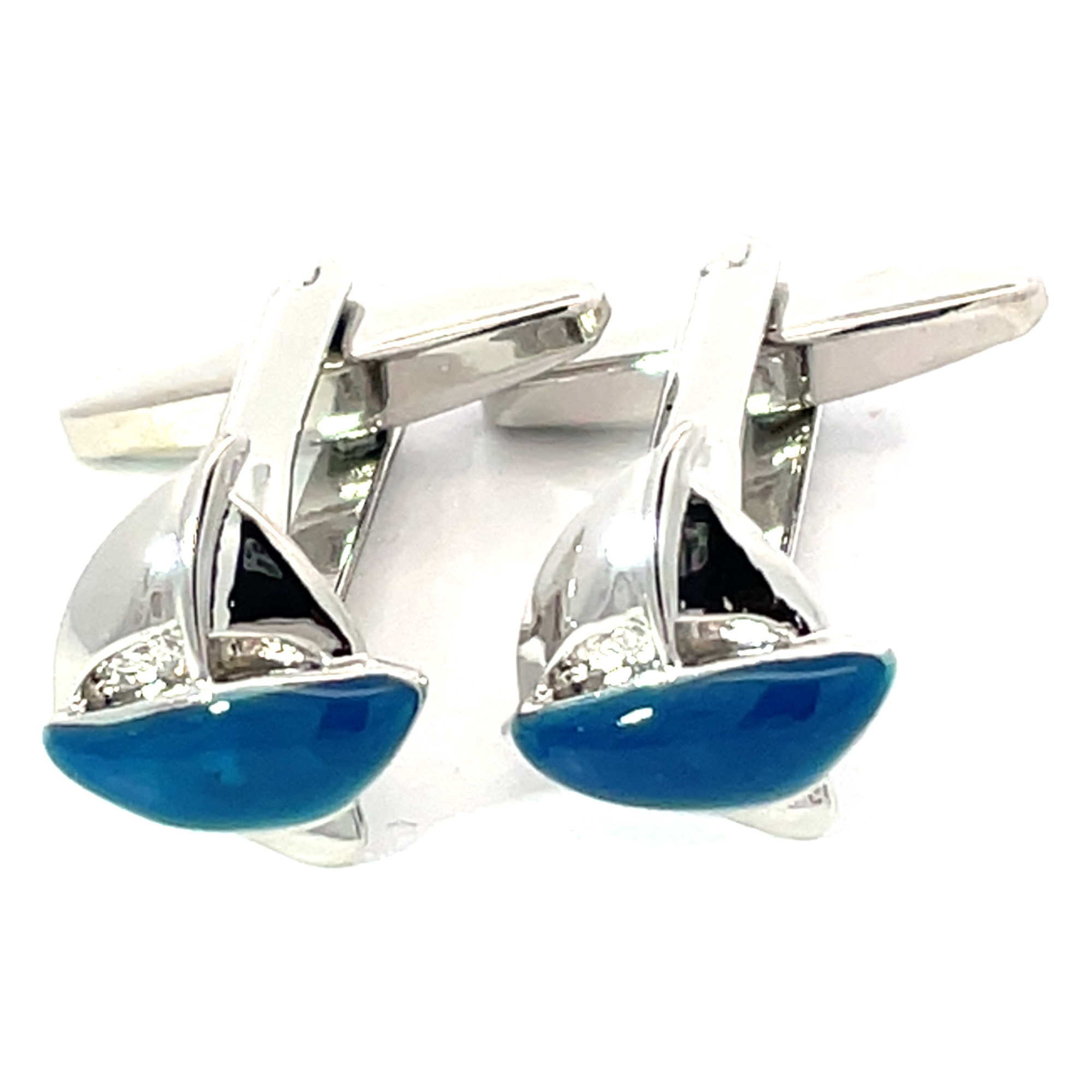 Blue/Silver Sailing Ship Cufflinks