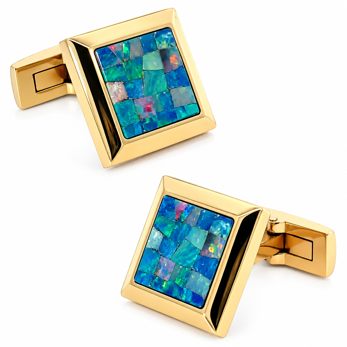 Opal Gold Square Cufflinks