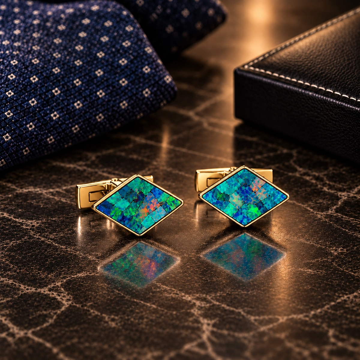 Opal Gold Diamond Cufflinks