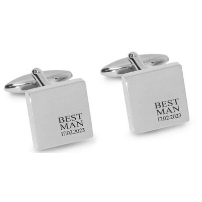 Best Man & Date Engraved Wedding Cufflinks