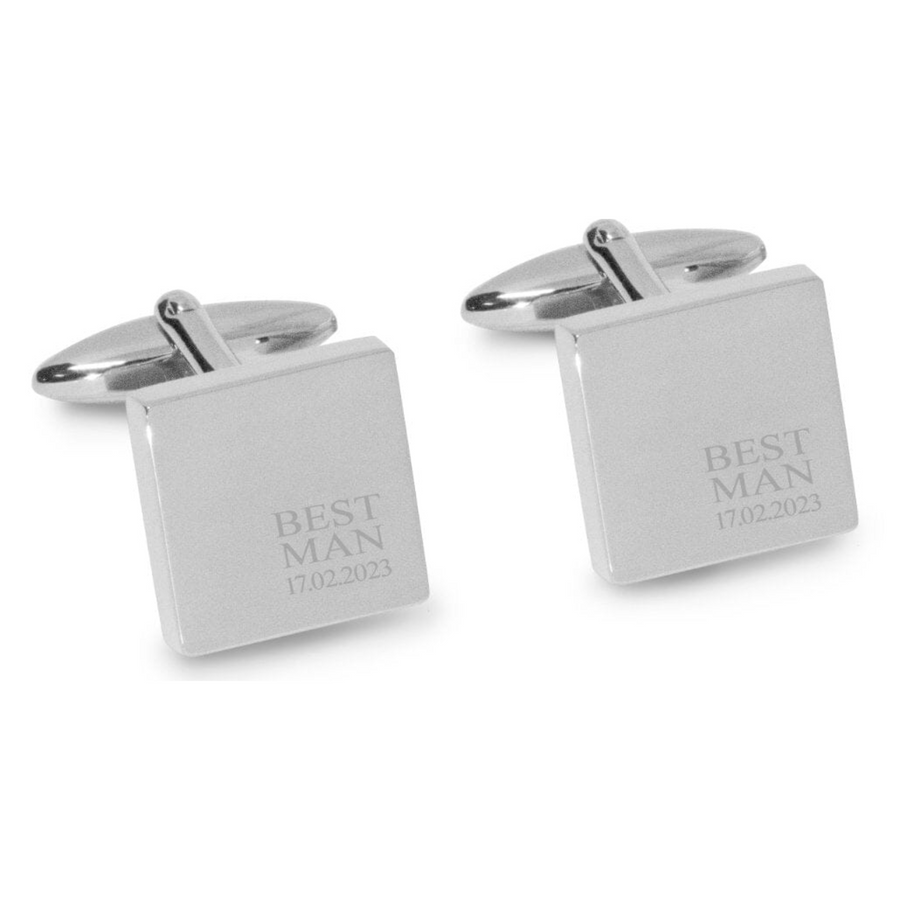 Best Man & Date Engraved Wedding Cufflinks