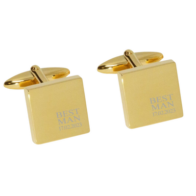 Best Man & Date Engraved Wedding Cufflinks