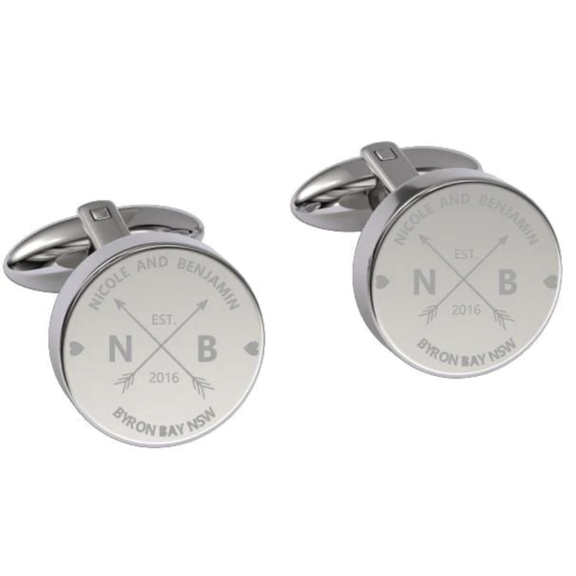 Couple Names Initials and Address Engraved Cufflinks