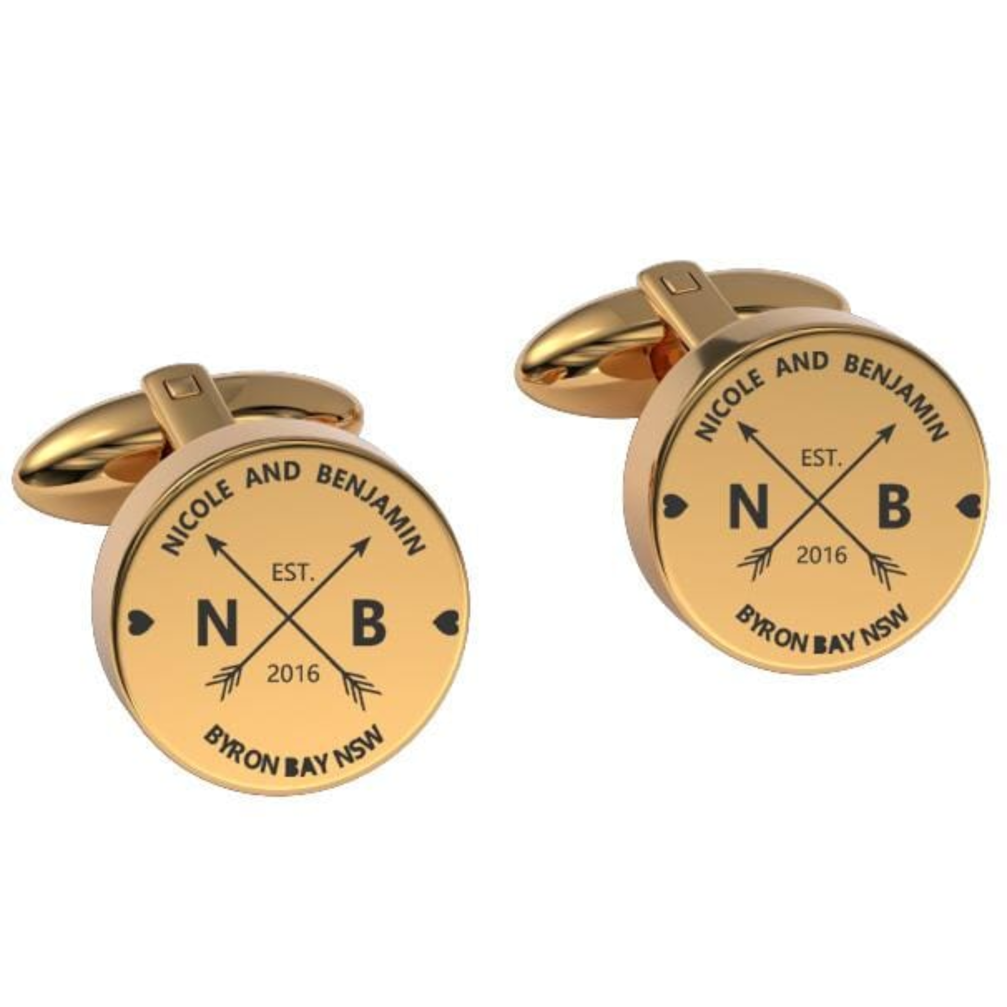 Couple Names Initials and Address Engraved Cufflinks