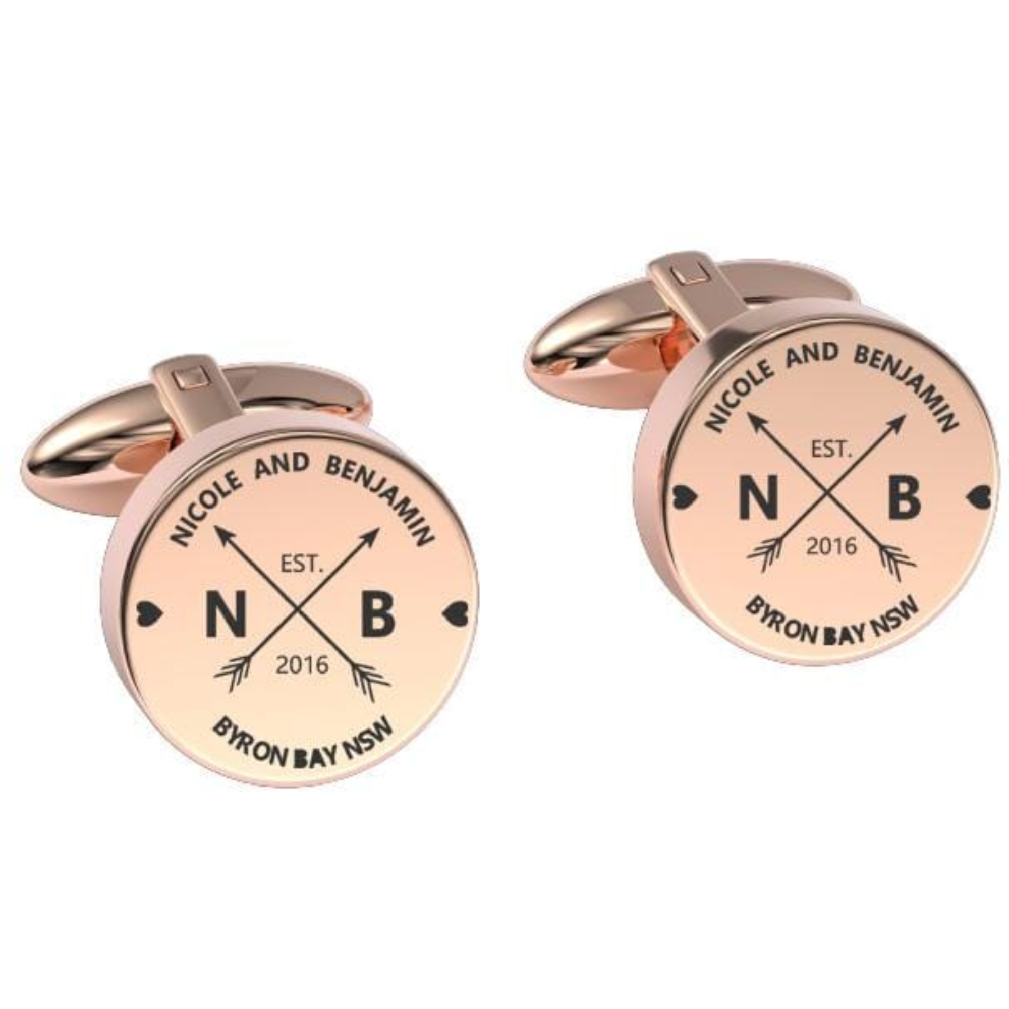 Couple Names Initials and Address Engraved Cufflinks