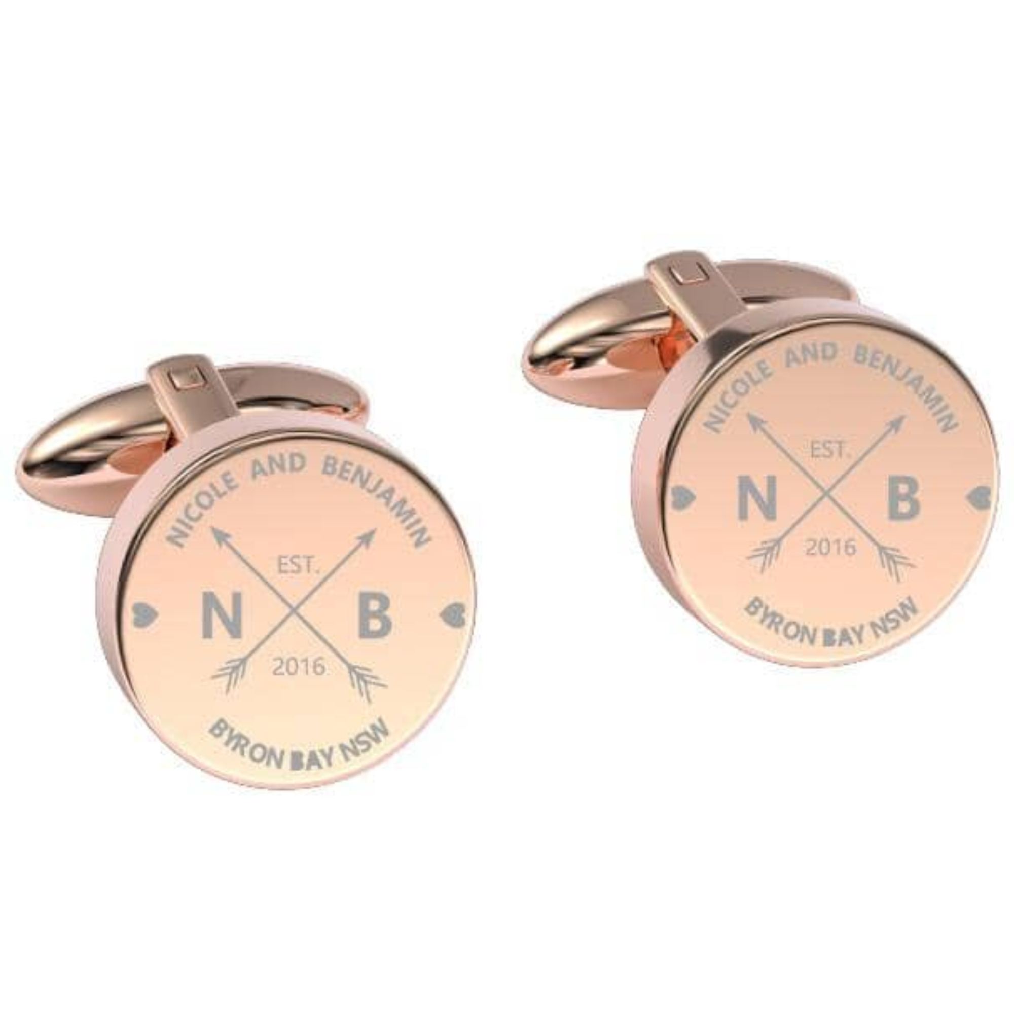 Couple Names Initials and Address Engraved Cufflinks