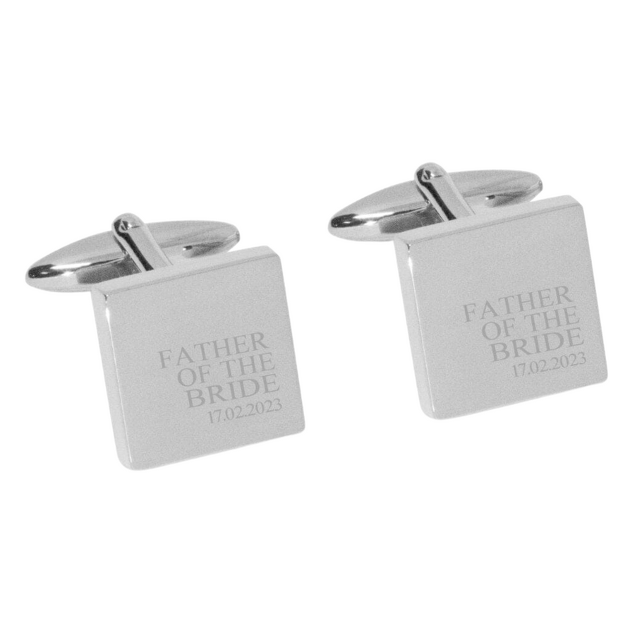 Father of the Bride & Date Engraved Wedding Cufflinks