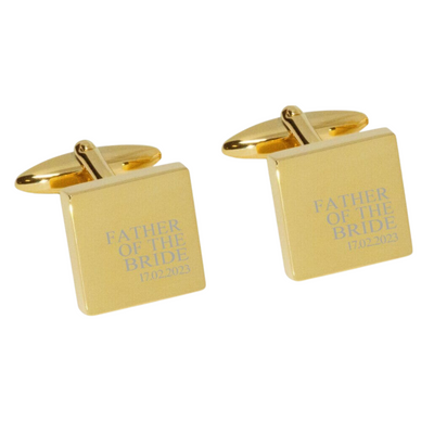 Father of the Bride & Date Engraved Wedding Cufflinks