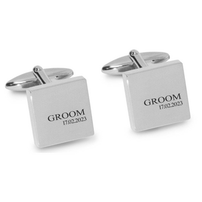 Groom & Date Engraved Wedding Cufflinks