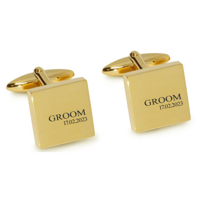Groom & Date Engraved Wedding Cufflinks
