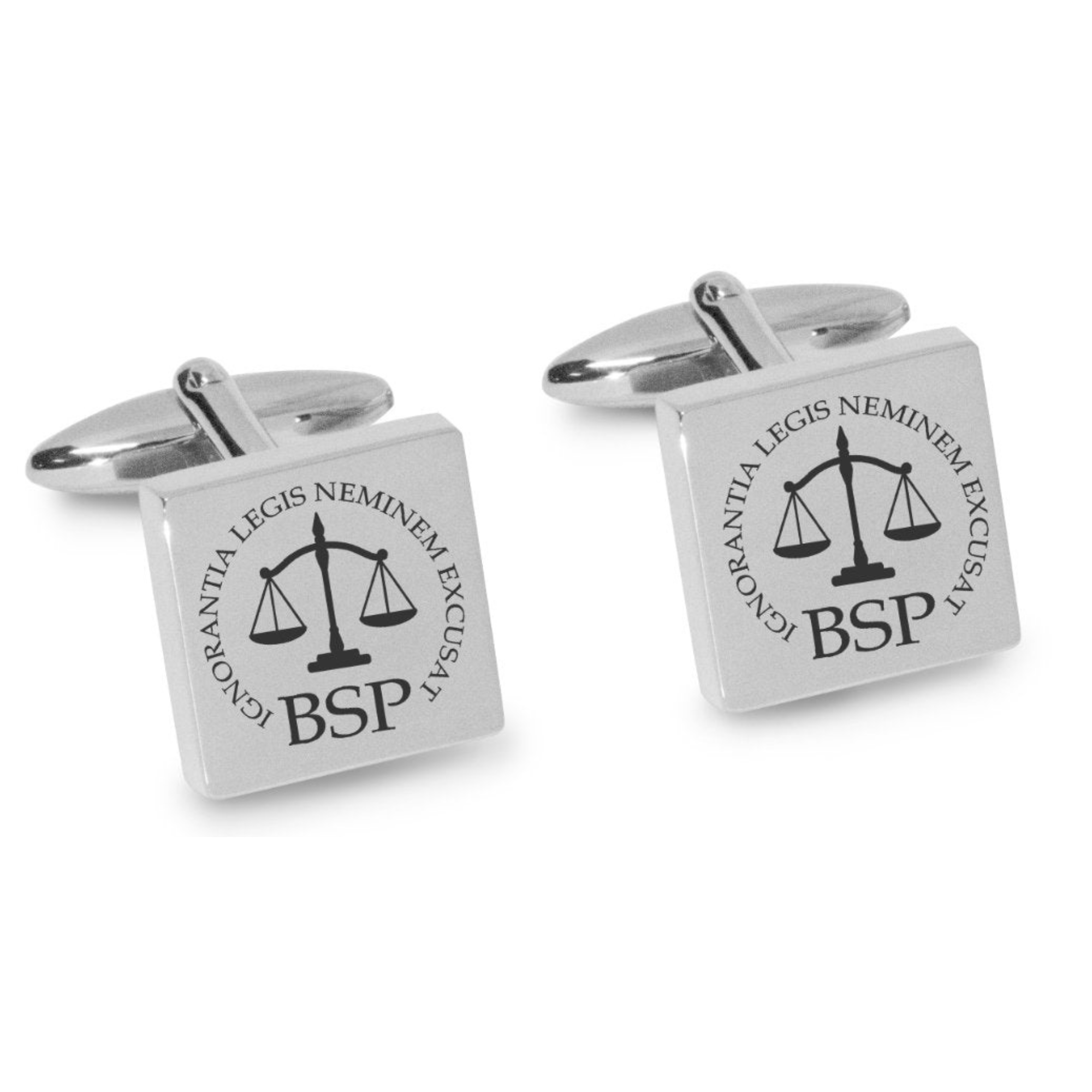 Lawyer's Initials and Legal Maxims Engraved Cufflinks