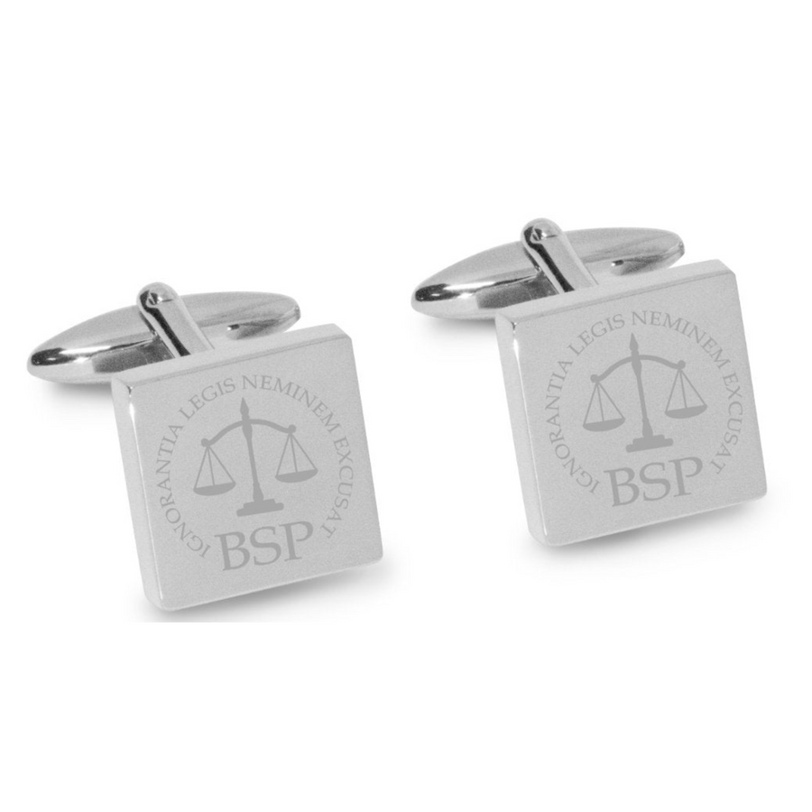 Lawyer's Initials and Legal Maxims Engraved Cufflinks
