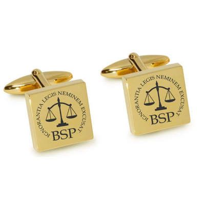 Lawyer's Initials and Legal Maxims Engraved Cufflinks