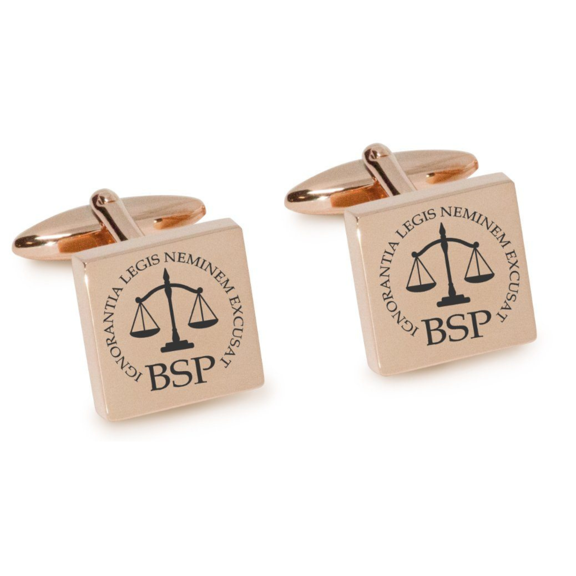 Lawyer's Initials and Legal Maxims Engraved Cufflinks