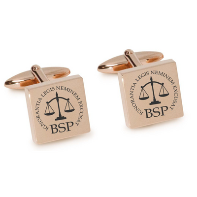 Lawyer's Initials and Legal Maxims Engraved Cufflinks
