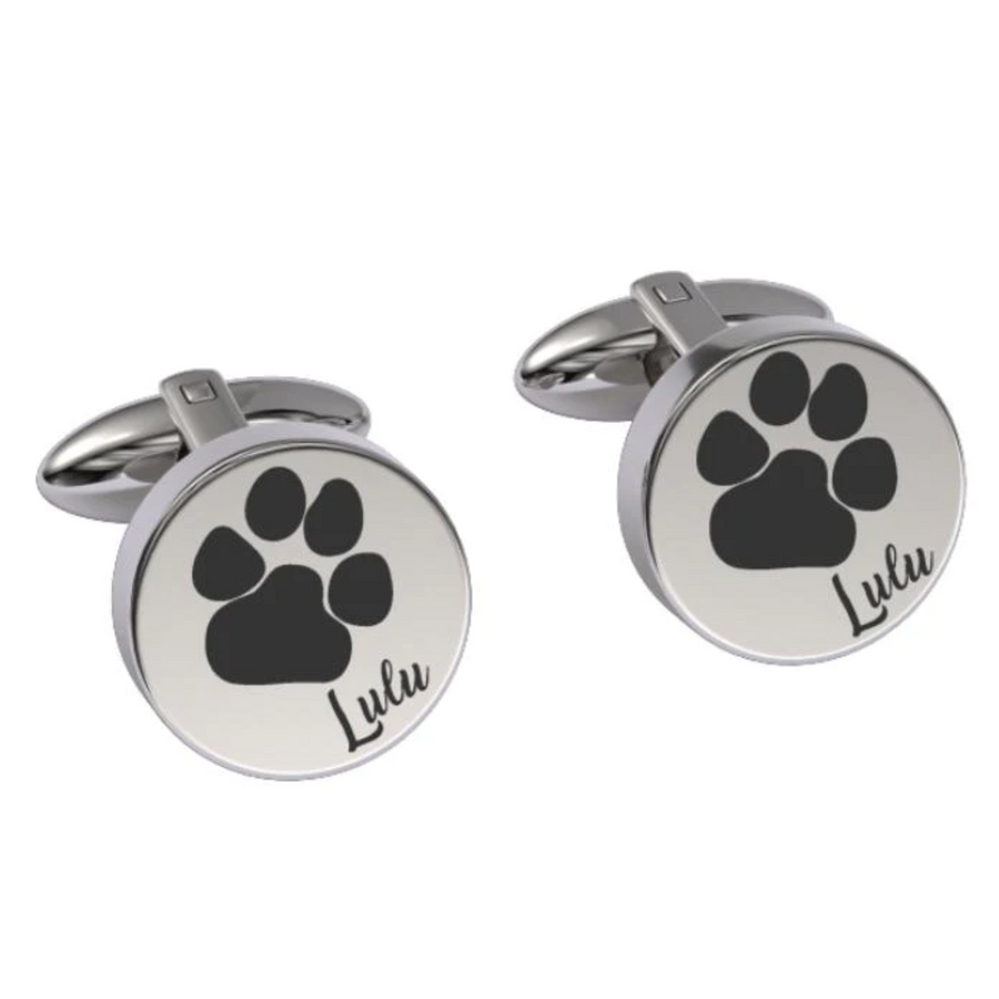 Pets Paw Print Engraved Cufflinks