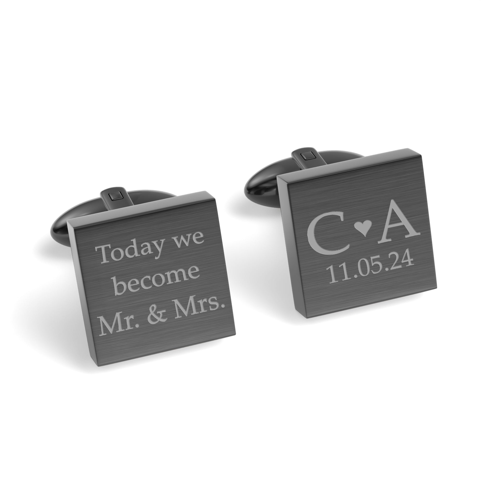 Today We Become Initials Date Engraved Square Cufflinks
