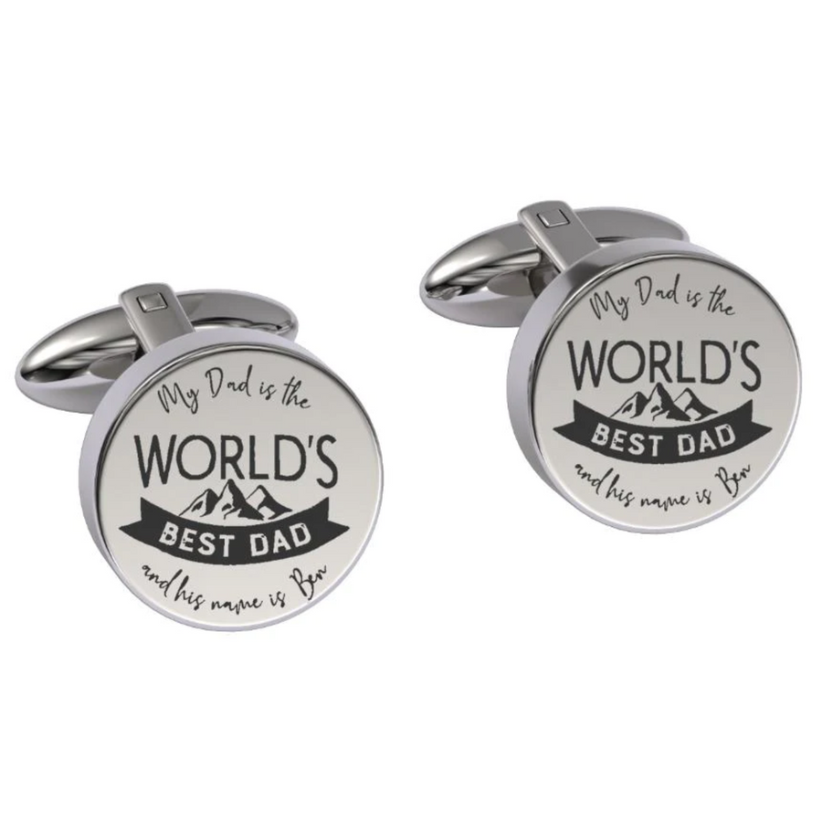 World Best Dad Engraved Cufflinks
